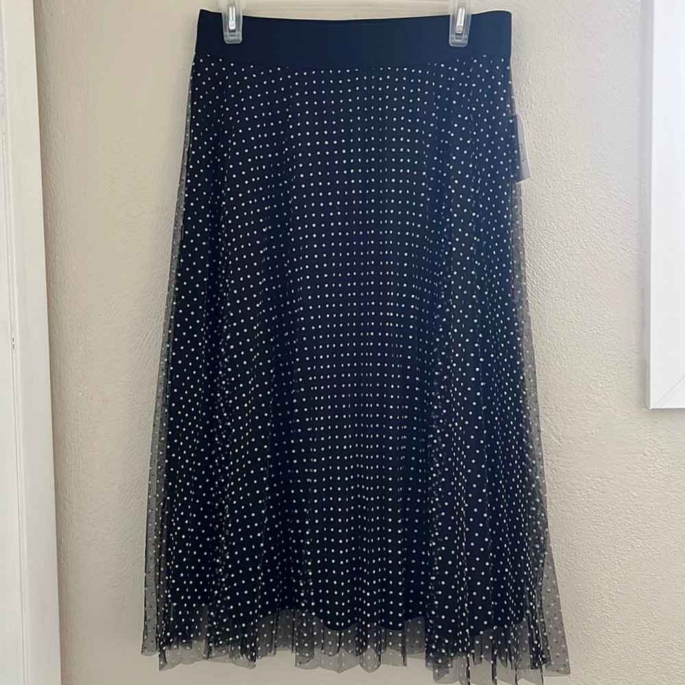 Polka dot tulle midi skirt